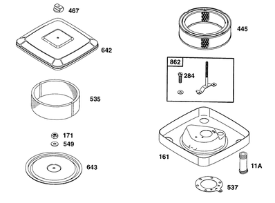 Air Cleaner Group Diagram and Parts List for 402417-0640-XX  Briggs and Stratton Engine